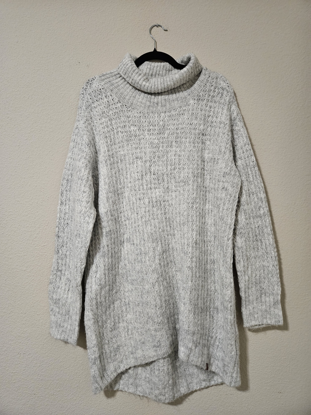 Alpine Cream-Gray Turtleneck Sweater Tunic